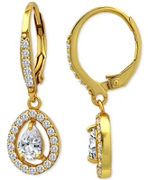 Giani Bernini Cubic Zirconia Pear Teardrop Halo Leverback Drop Earrings 18k Gold-Plated Sterling Silver, Created for Macy's