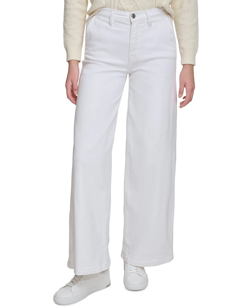 Dkny Jeans Women's High-Rise Wide-Leg Trouser Jeans - Opt