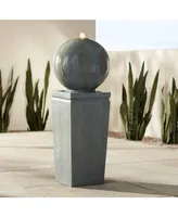 Ball and Pillar Modern Outdoor Bubbler Floor Fountain with Light Led 34 1/4" High Gray Faux Stone for Garden Patio Yard Deck Home Lawn Porch House Rel
