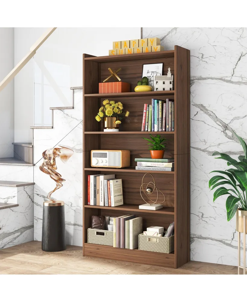 Tribe signs 72-inch Tall Bookcase, Modern 6-Tier White Library Bookshelf with Storage Shelves for Bedroom Living Room