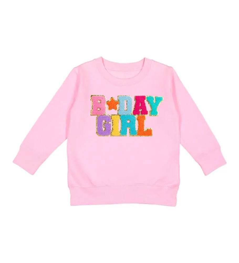Little and Big Girls Birthday Girl Patch Sweatshirt
