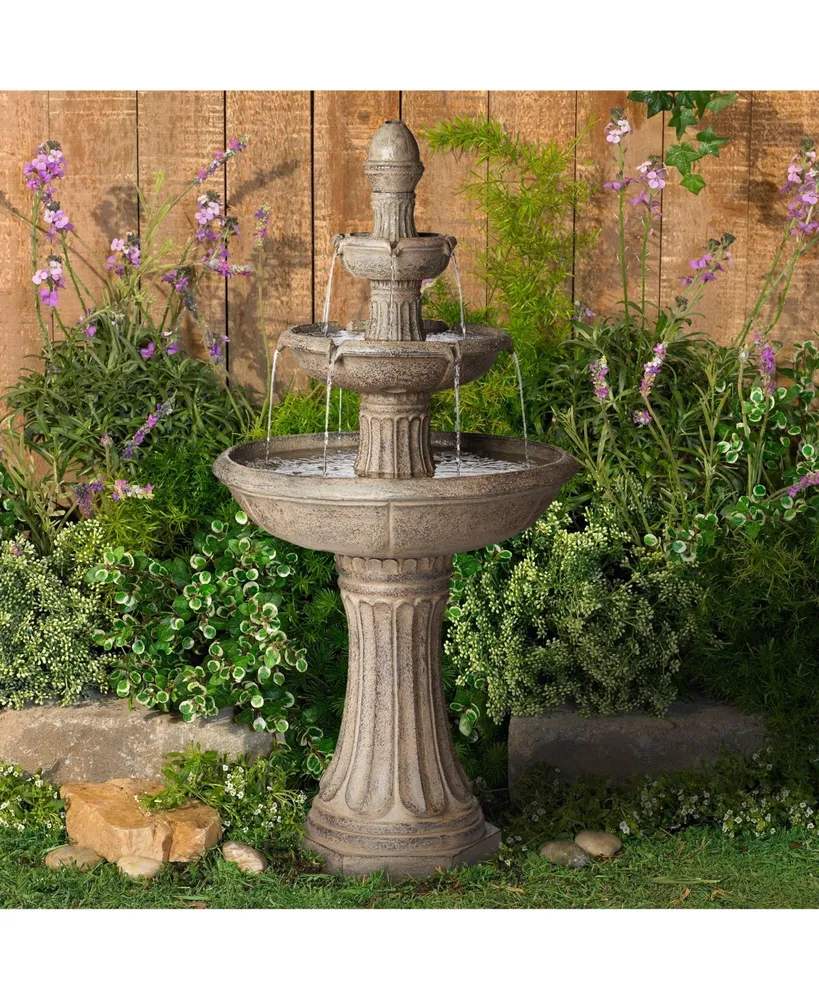 Arron Rustic Outdoor Floor Water Fountain 46" High with Light Led 3