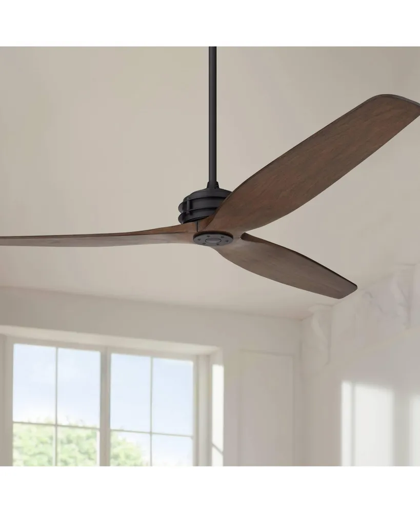 62" Coronado Aire Modern Industrial 3 Blade Indoor Outdoor Ceiling Fan with Remote Control Matte Black Dark Walnut Wood Damp Rated for Patio Exterior