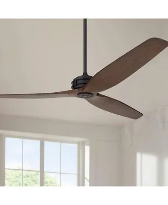 62" Coronado Aire Modern Industrial 3 Blade Indoor Outdoor Ceiling Fan with Remote Control Matte Black Dark Walnut Wood Damp Rated for Patio Exterior