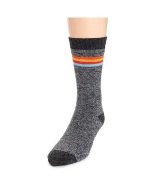 Muk Luks Men's Repreve Sock, Black Stripe, One Size