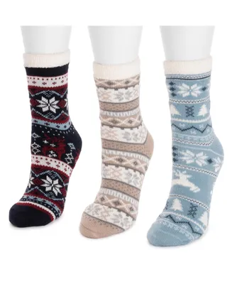 Muk Luks Women's 3 Pair Pack 2 Layer Ankle Socks, One Size