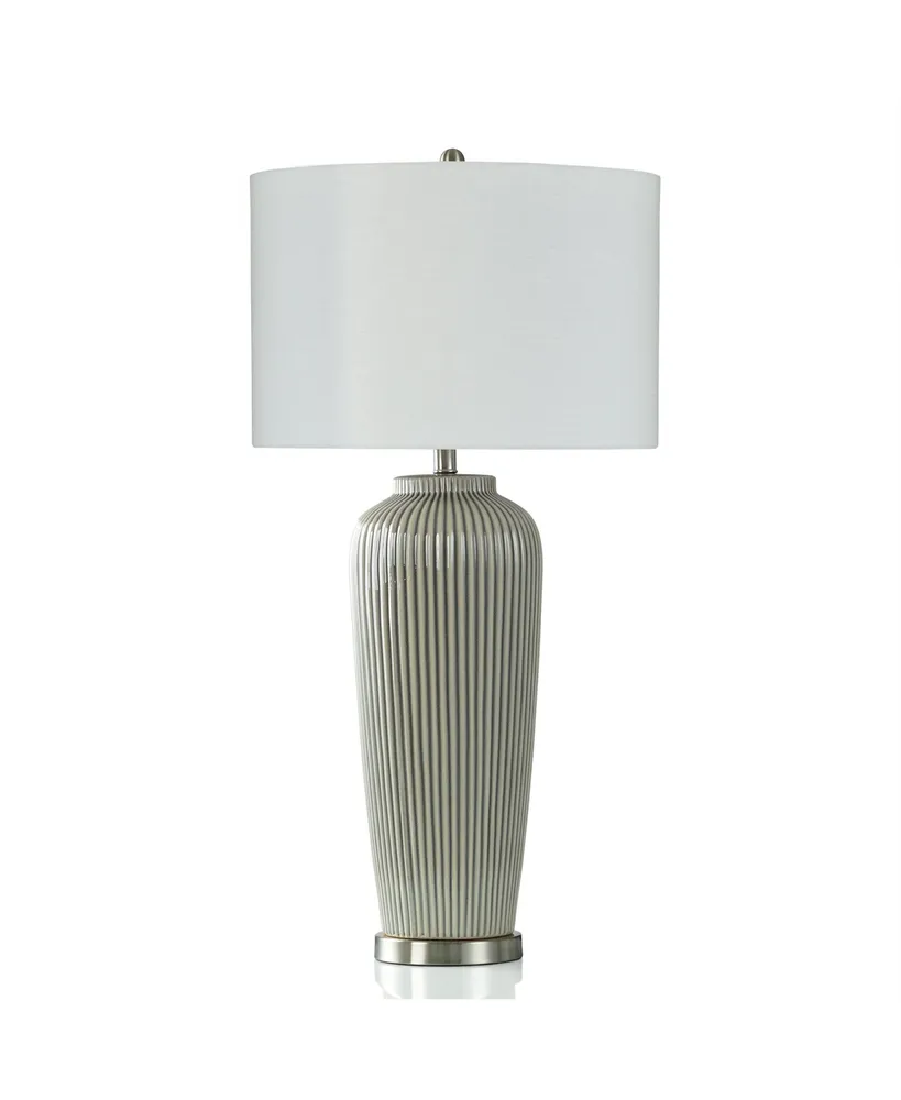 36" Pristine Antique-Like Crackle Ribbed Ceramic Table Lamp