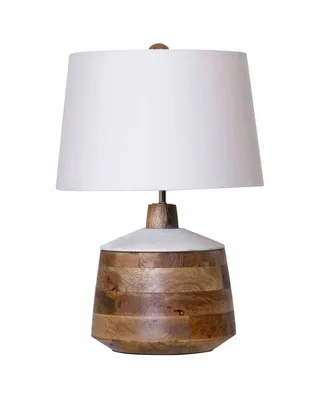 18" Carved Wood Table Lamp with Marble Accent