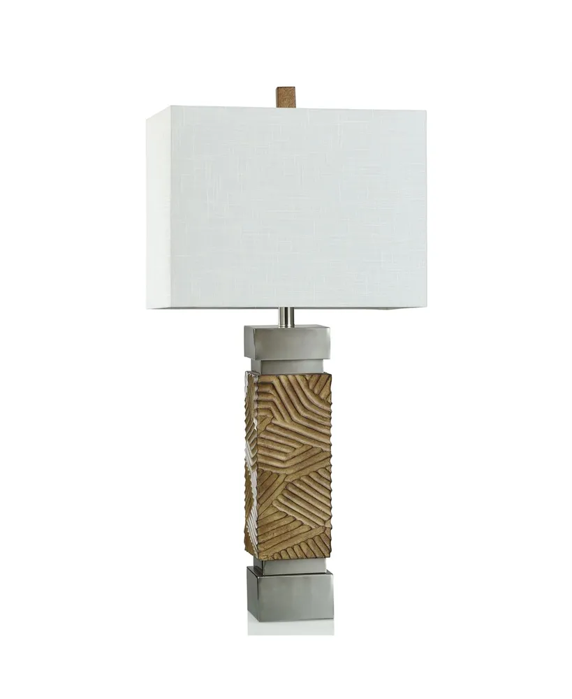 32.75" Bonafide Abstract Line Base with Silver Accents Table Lamp