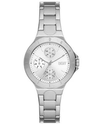 Dkny Women's Chambers Multifunction Silver-Tone Stainless Steel Watch 34mm - Silver