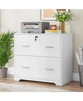 Tribe signs 2-Drawer Lateral File Cabinet, Large White Filing Cabinet with Lock, Office File Cabinets for Hanging Letter/Legal/F4/A4 Size Files