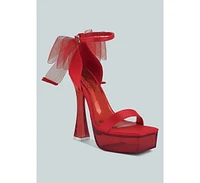 Women's Kiri Satin Clear High Heeled Bow Sandals