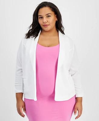 Bar Iii Trendy Plus Knit Drape-Front Blazer