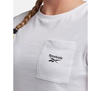 Reebok Women's Active Small-Logo Pocket Cotton T-Shirt