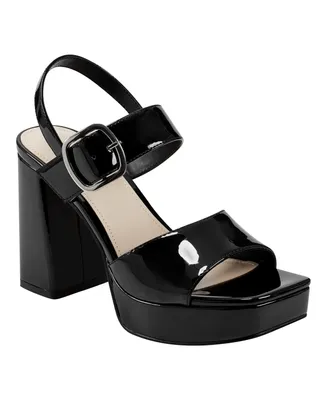 Marc Fisher Women's Graduate Block Heel Dress Sandals - Black Patent