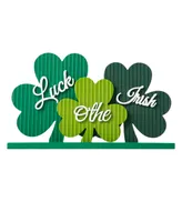 Glitzhome 16" L St. Patrick's Wooden Shamrocks Table Decor