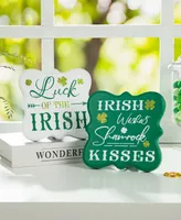 Glitzhome St. Patrick's Wooden Table Decor, Set of Two