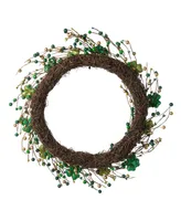 Glitzhome 20" D St. Patrick's Shamrock Berry Wreath