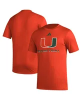 Men's adidas Orange Miami Hurricanes Fadeaway Basketball Pregame Aeroready T-shirt