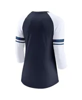 Women's Nike Navy Tennessee Titans 3/4-Sleeve Lightweight Raglan Fashion T-shirt