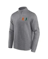 Men's Fanatics Heather Gray Distressed Miami Hurricanes Vintage-Like Fleece Quarter-Zip Jacket