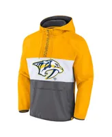 Men's Fanatics Gold Nashville Predators Flagrant Foul Anorak Raglan Half-Zip Hoodie Jacket