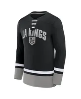 Men's Fanatics Black Los Angeles Kings Back Pass Lace-Up Long Sleeve T-shirt