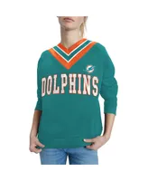 Women's Tommy Hilfiger Aqua Miami Dolphins Heidi V-Neck Pullover Sweatshirt