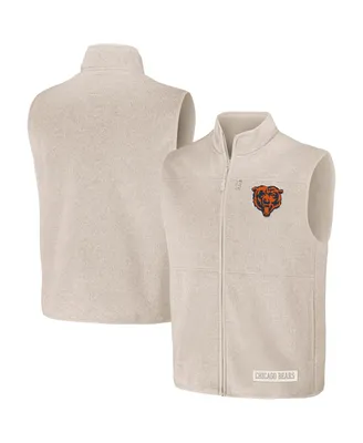 Men's Nfl x Darius Rucker Collection by Fanatics Oatmeal Chicago Bears Full-Zip Sweater Vest