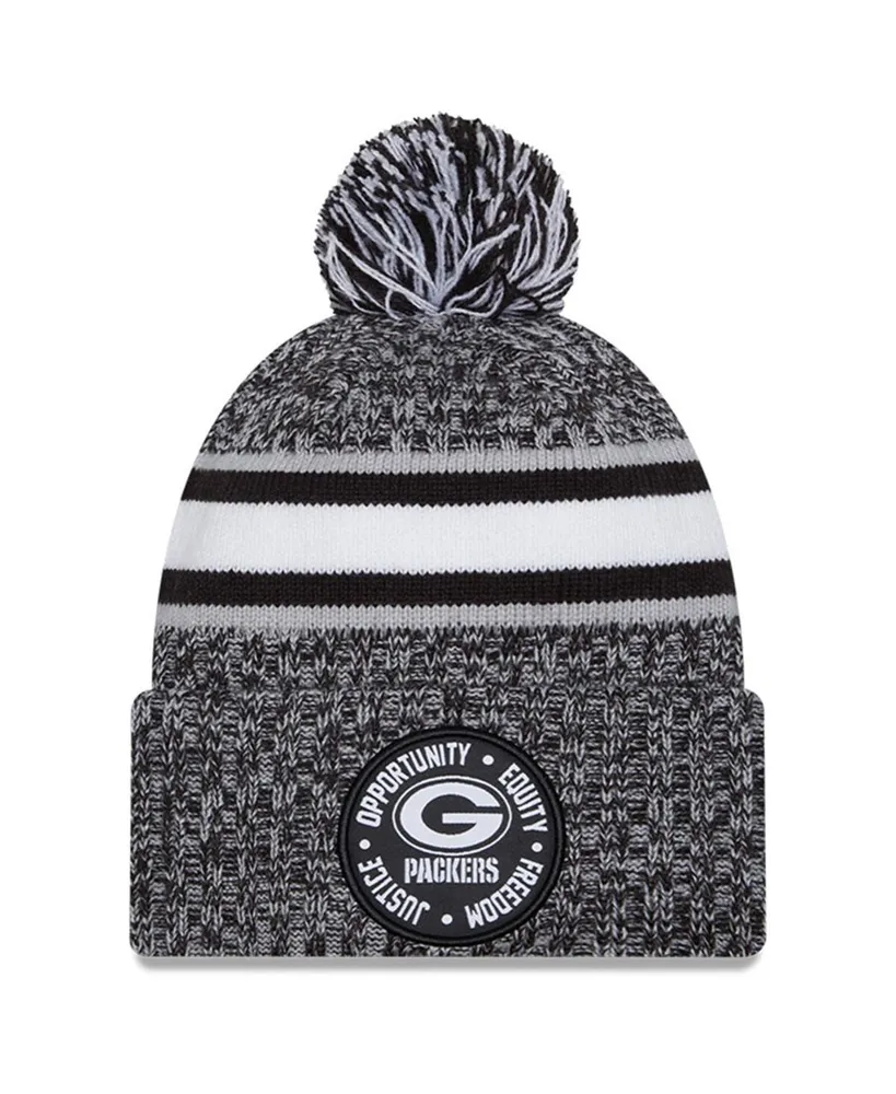 Men's New Era Heather Black Green Bay Packers 2023 Inspire Change Cuffed Knit Hat With Pom