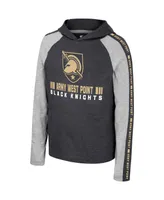 Big Boys Colosseum Black Army Black Knights Ned Raglan Long Sleeve Hooded T-shirt