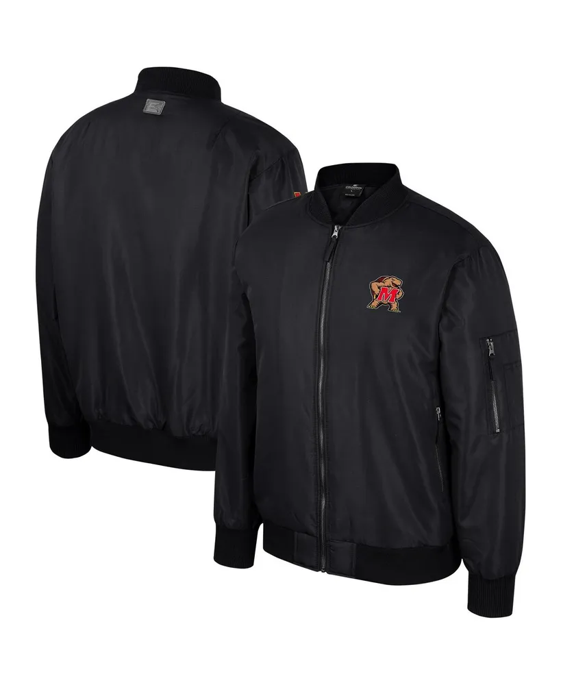Men's Colosseum Black Maryland Terrapins Full-Zip Bomber Jacket
