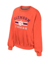 Women's Colosseum Orange Clemson Tigers Audrey Washed Pullover Sweatshirt