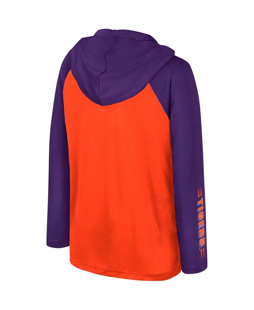 Big Boys Colosseum Orange Clemson Tigers Eddie Multi-Hit Raglan Long Sleeve Hoodie T-shirt