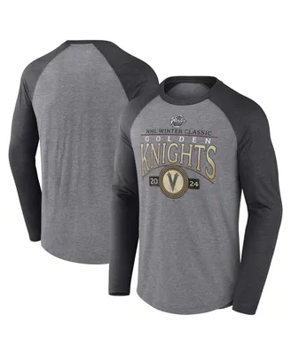Men's Fanatics Heather Gray Vegas Golden Knights 2024 Nhl Winter Classic Distressed Tri-Blend Long Sleeve T-shirt
