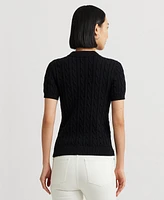 Lauren Ralph Petite Cable-Knit Polo Sweater