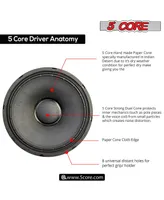5 Core 15 Inch Subwoofer Speaker 2200W Peak High Power Handling 350W Rms 15" Replacement 8 Ohm Pro Audio Dj Sub Woofer w/ Ccaw Voice Coil Aluminum Fra