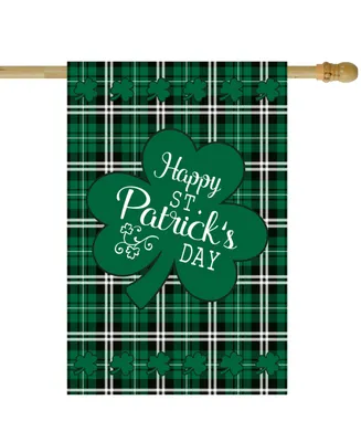 Happy St. Patrick's Day Plaid Outdoor House Flag 28" x 40" (Poles Not Included)