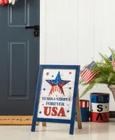 Glitzhome 24" H Patriotic, Americana Wooden Easel Porch Decor