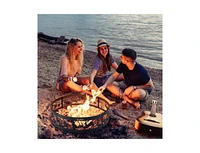 36 Inch Metal Fire Pit Ring Deer with Extra Poker Bonfire Liner for Campfire