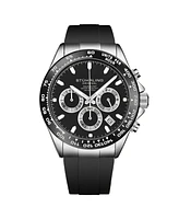 Stuhrling 4050 Men's Quartz Chronograph, Alloy Silver Case, Green Dial, Black Bezel,black rubber strap Watch