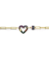 Gigi Girl Kids/ Young Teens 14K Gold and Black Plated Cubic Zirconia Heart Chain Bracelet