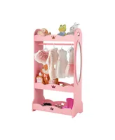 Kids Pretend Costume Closet with Mirror-Pink