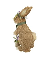 Northlight 15" Sisal Rabbit with Basket Easter Figure