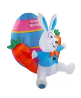 Northlight 4' Inflatable Lighted Easter Rabbit with Carrots Outdoor Decoration