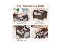 5-in-1 Portable Baby Beside Sleeper Bassinet Crib Playard with Diaper Changer