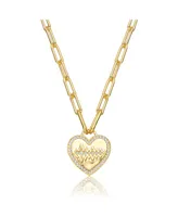 GiGiGirl Chic Teens/Young Adults 14K Gold Plated Cubic Zirconia Heart Charm Necklace