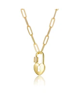 Gigi Girl Kids/Young Teens 14K Gold Plated Cubic Zirconia Lock Charm Necklace