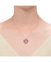 GiGiGirl Kids/Girls 18K Rose Gold Plated with Cubic Zirconia Heart Shaped Pendant