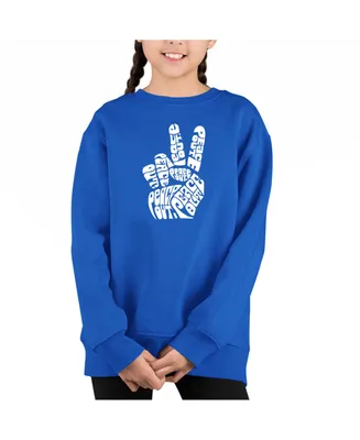 Peace Out - Big Girl's Word Art Crewneck Sweatshirt